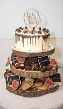 Three Tiered Rustic Wooden Wedding cake/ Cup Cake stand,  log cake stand