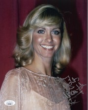 OLIVIA NEWTON JOHN HAND SIGNED 8x10 COLOR PHOTO     YOUNG+CUTE    TO JOHN  JSA