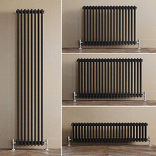 Black Traditional Radiator Double 2 Column Cast Iron Victorian Vintage Rads