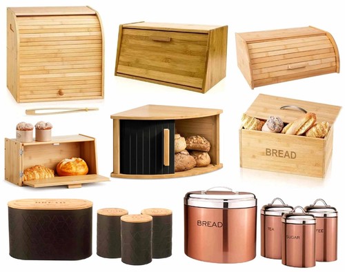 Bamboo wooden bread bin - wooden,