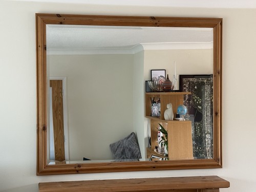 Large pine frame mirror with - large,
