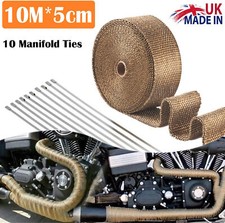 10 Meters Exhaust Manifold Hot Heat Wrap Tape Bandage Roll Downpipe with 10 Ties