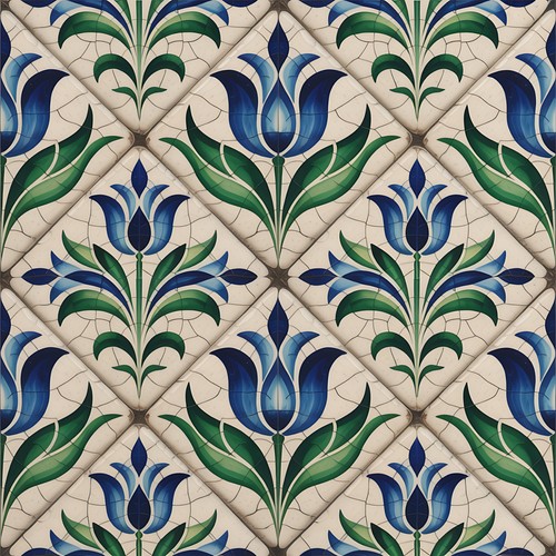 48x blue delft tile - blue,