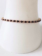 Stunning 9k Gold Real Dark Garnet Gemstone and Diamond Tennis Bracelet.