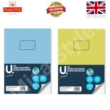 A4 SQUARED EXERCISE BOOK PAD MATHS GRAPH PAPER SCHOOL OFFICE NOTEBOOK 5mm 10mm