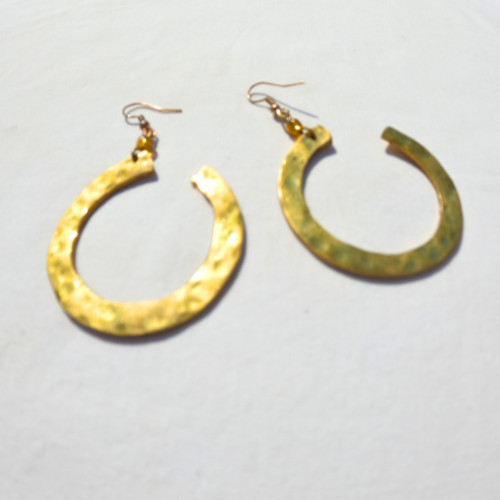 African brass hoop dangle - african,