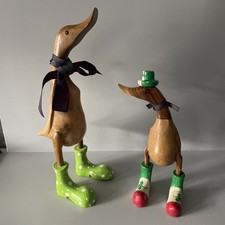 Large wooden ducks figurines - wooden,