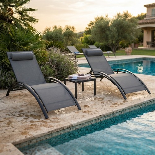 Set outdoor chaise lounge - of, 3
