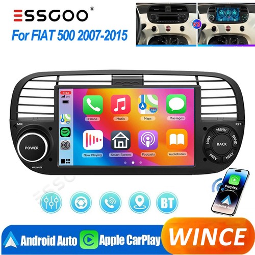 For fiat 500 2007 2015 - 7", 2007-2015