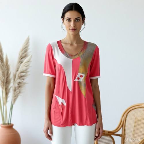 Lagenlook artsy tunic top - lagenlook,