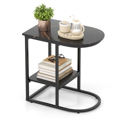 Shaped black end table - end,