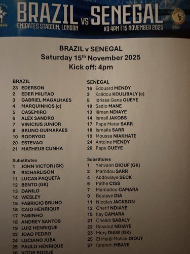 Brazil senegal teamsheet - v,