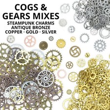 Cogs Gears Steampunk Charms for Pendants - Antique Silver Gold Bronze Copper Mix