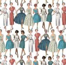Simplicity 40s/50's pattern cotton fabric 'Simplicity Ladies' Crafts 44” Wide