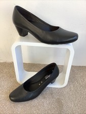 GABOR Women's Black Leather Court Shoes UK6 EU39 BNIB