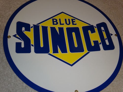 Vintage blue sunoco gasoline - blue,