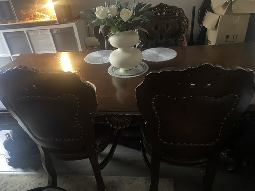Dining table and chairs - table,