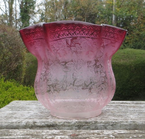 Finely etched cranberry glass - etched,
