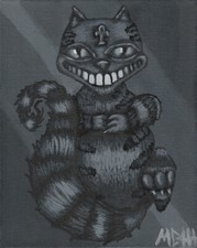 Cheshire Cat Alice in Wonderland Original Painting Gothic Fantasy OOAK Art