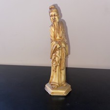 Vintage Japanese Ivory Resin Fisherman Statue Figurine Ornament