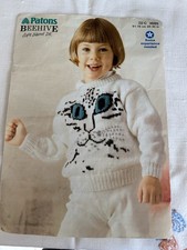 Patons Beehive DK Child’s Cat Sweater Knitting Pattern 61-76cm C3685 Vintage