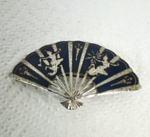 925 silver fan shaped brooch - 925, fan-shaped