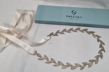 SWEET & V Accessories Collection Diamanté & Ribbon Wedding Dress Sash/Belt