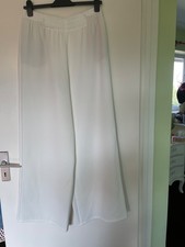 zara ladies brand new elasticated waist white size medium wide leg trousers