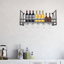 Metal Wine Glass Rack Drink Bottle Holder Bar Wall Mounted Storage Display Shelf
