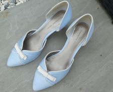 JACQUES VERT LIGHT BLUE OCCASION SHOES - SIZE 3 - HEEL HEIGHT - 2.5"/6.5 cms