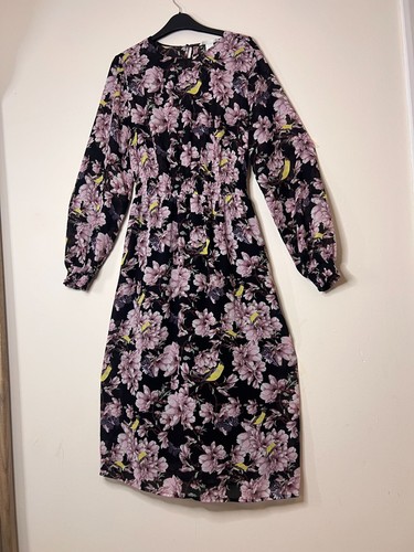 Black pink floral bird - h&m,