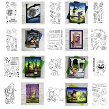 Cute Halloween Witches Cutting Dies Clear Stamps Set for DIY Scrapbooking Cards