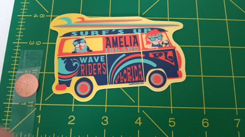 Vintage surf van sticker - up,