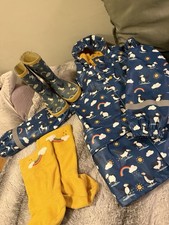 Frugi Bundle -Puddle Buster Jacket 6-7 Wellies 12 Welly Socks Puffins Unisex