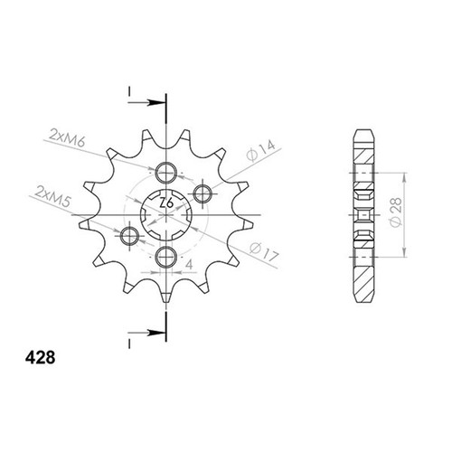 Pitch sprocket 428 z 13 - 428,