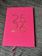 2025 2026 A4 Diary WHSmiths TGJones. Bring Pink, Week On Two Pages