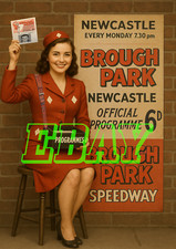Newcastle Brough Park Speedway Retro Programme Girl A4 size poster print