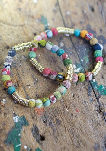 Recycled fabric bracelet with - fabric,