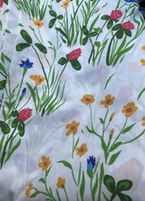 Vintage Flat Sheet wildflower clover buttercups Butterflies Single Fabric 1970s 