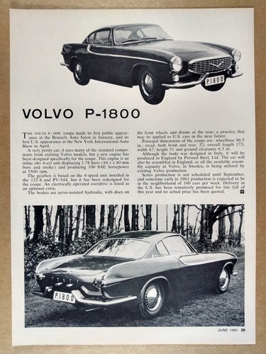 Volvo p1800 introduction 1960 - p1800,