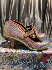 Irregular Choice Euro 40 Pink Metallic “Lazy River” Low Court Heels With Box