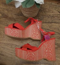 BNWT Atmosphere Primark red Wedges Sandal Shoes Heels Size 5 RRP£16
