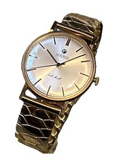 Hallmarked 9ct SOLID GOLD 1970'S Roamer Pall Mall Gents Watch & 9ct Rolled Strap