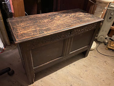 Small Carved Oak Mule Chest