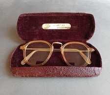 Vintage Amber Plastic And Gold Filled Metal Frame Ladies Spectacle Eye Glasses 