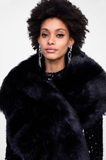 Zara Black Faux Fur Maxi Stole