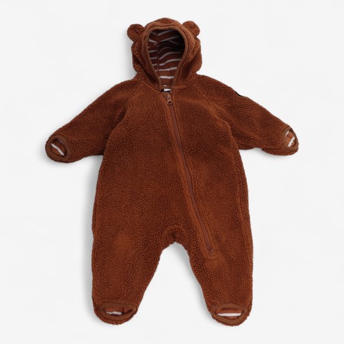 Teddy pramsuit fleece brown - pramsuit,