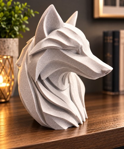 Geometric fox bust sculpture - fox,