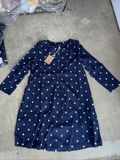 Joules Size 8 Edith Blue Navy Spot Dress Lot 32 Rrp £49.95