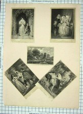 Original Old Antique Print